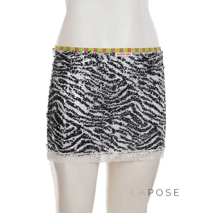 Zaylie Sequin Zebra Mini Skirt