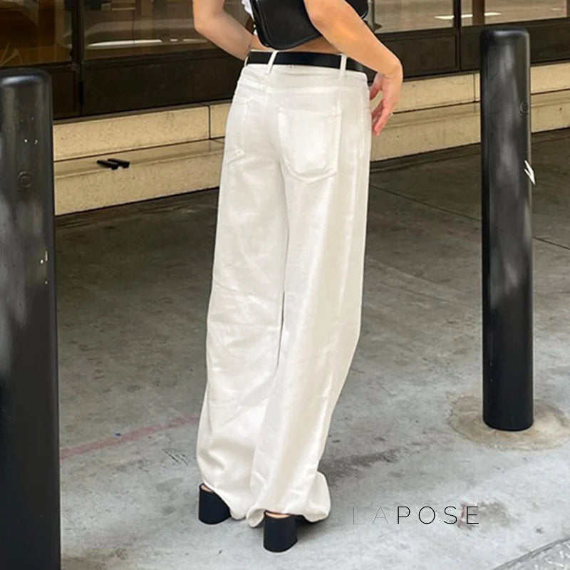 Ziah Low Waist Patchwork Wide-Leg Jeans