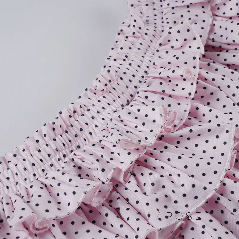 Ziona Polka Dot Ruffle Mini Skirt