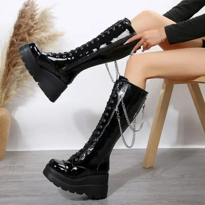 Large Gothic Vampire Elevated Wedge Boot