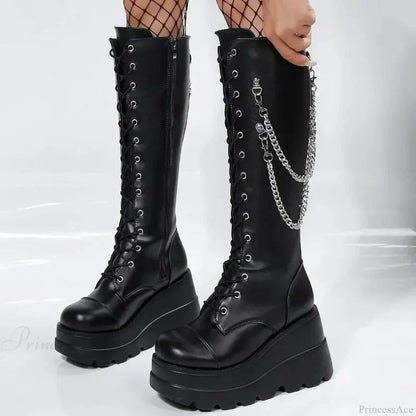 Large Gothic Vampire Elevated Wedge Boot