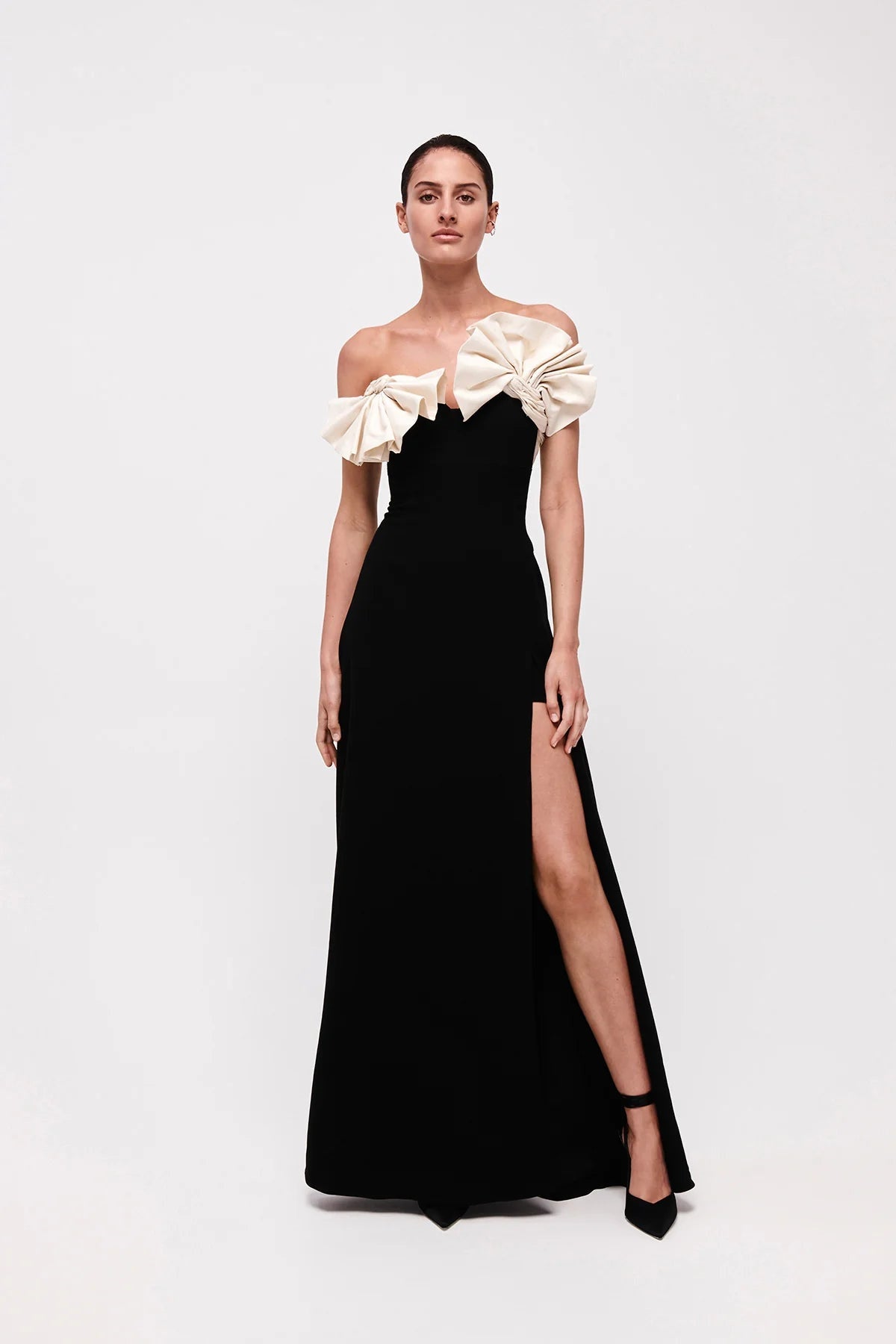Elsa Strapless Pleated Midi Split Dress