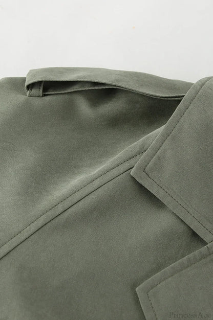 Lazy Casual Chic Wide Collar Tie Waist Trench Coat