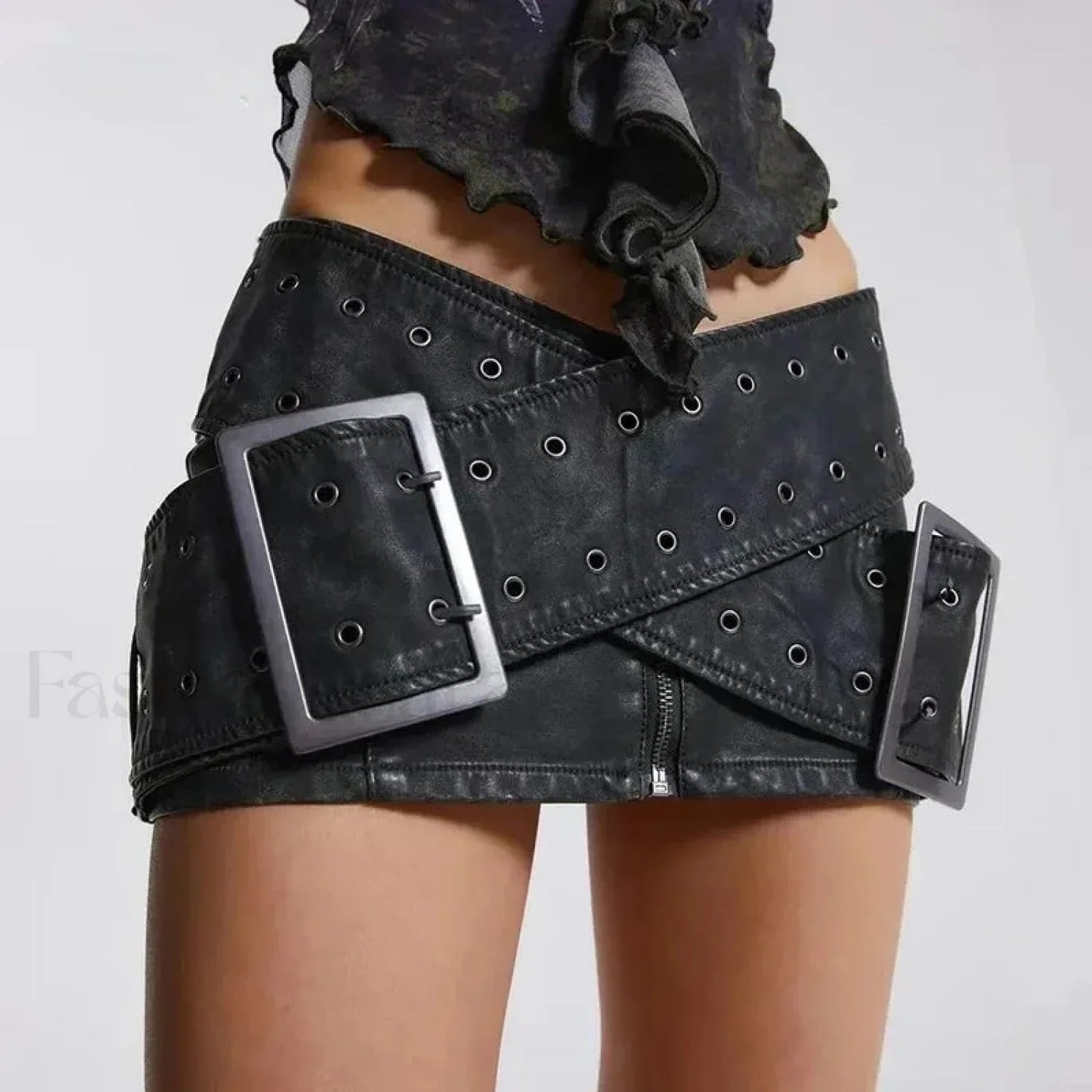 Leather High Waist A-Line Skirt