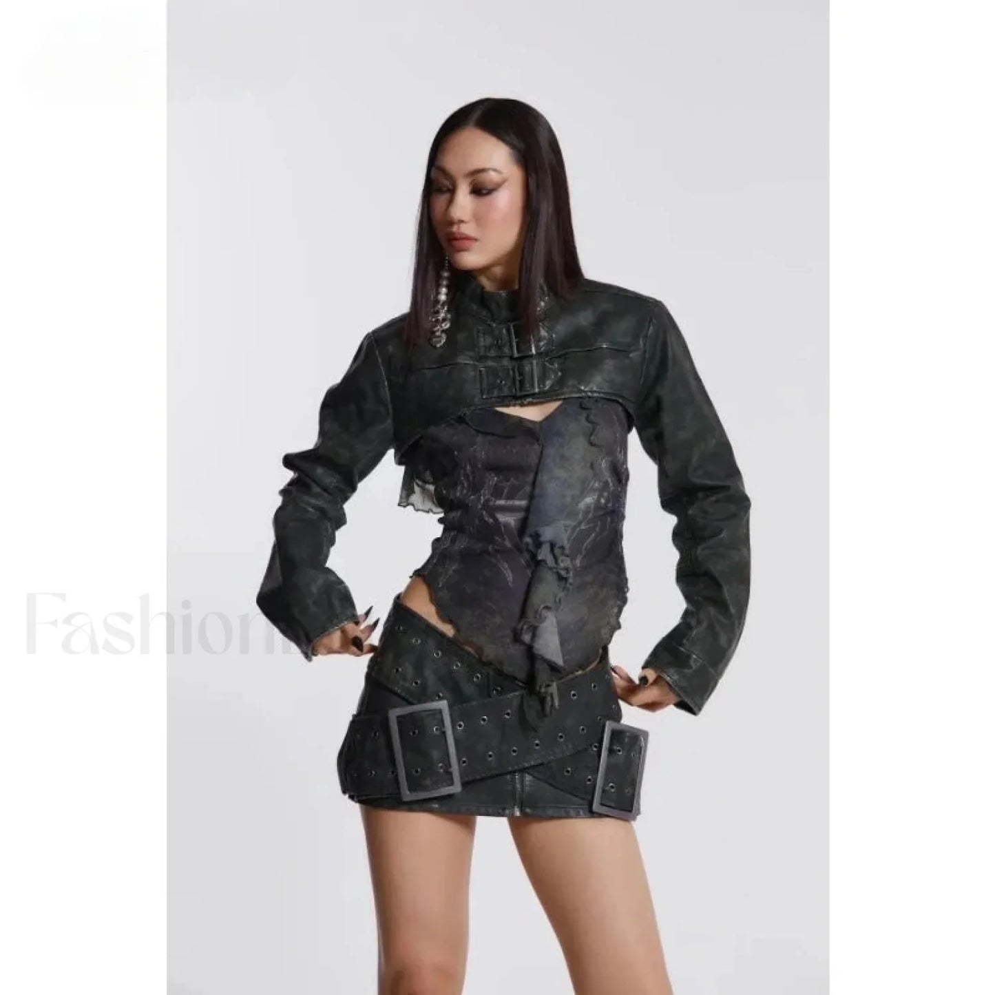 Leather High Waist A-Line Skirt