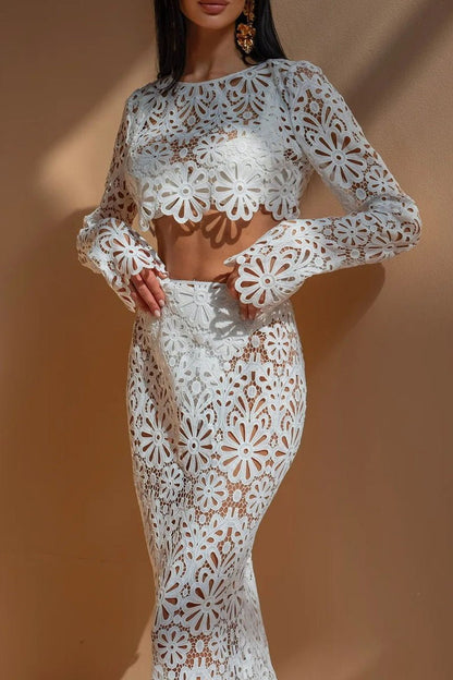 Lena Floral Hollow Out Set