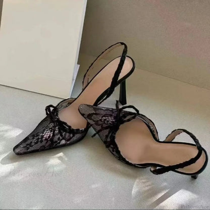 Leopard Pattern Gothic Lace Ribbon Tall Heels Tall Heel