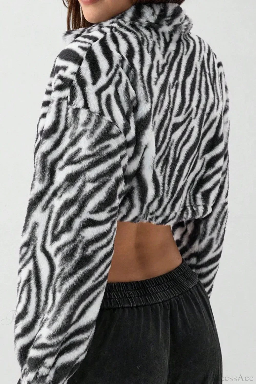 Leopard Print Fur Fleece-Lined Thickened Fluffy Jacket