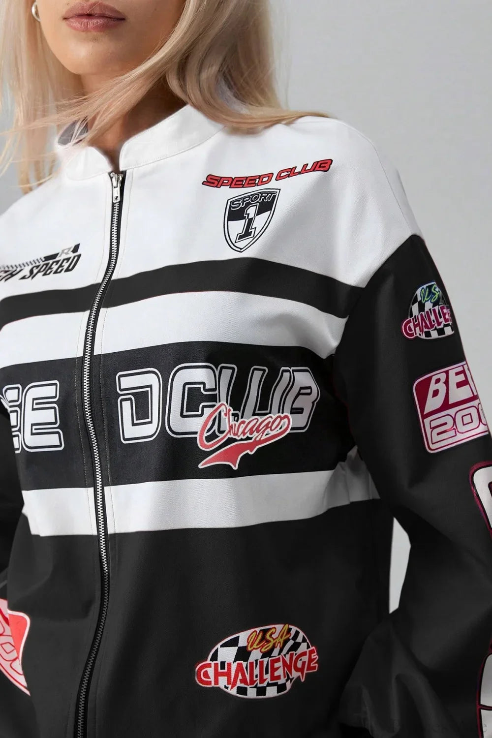 Letter Print Long Sleeve Fashion Jacket