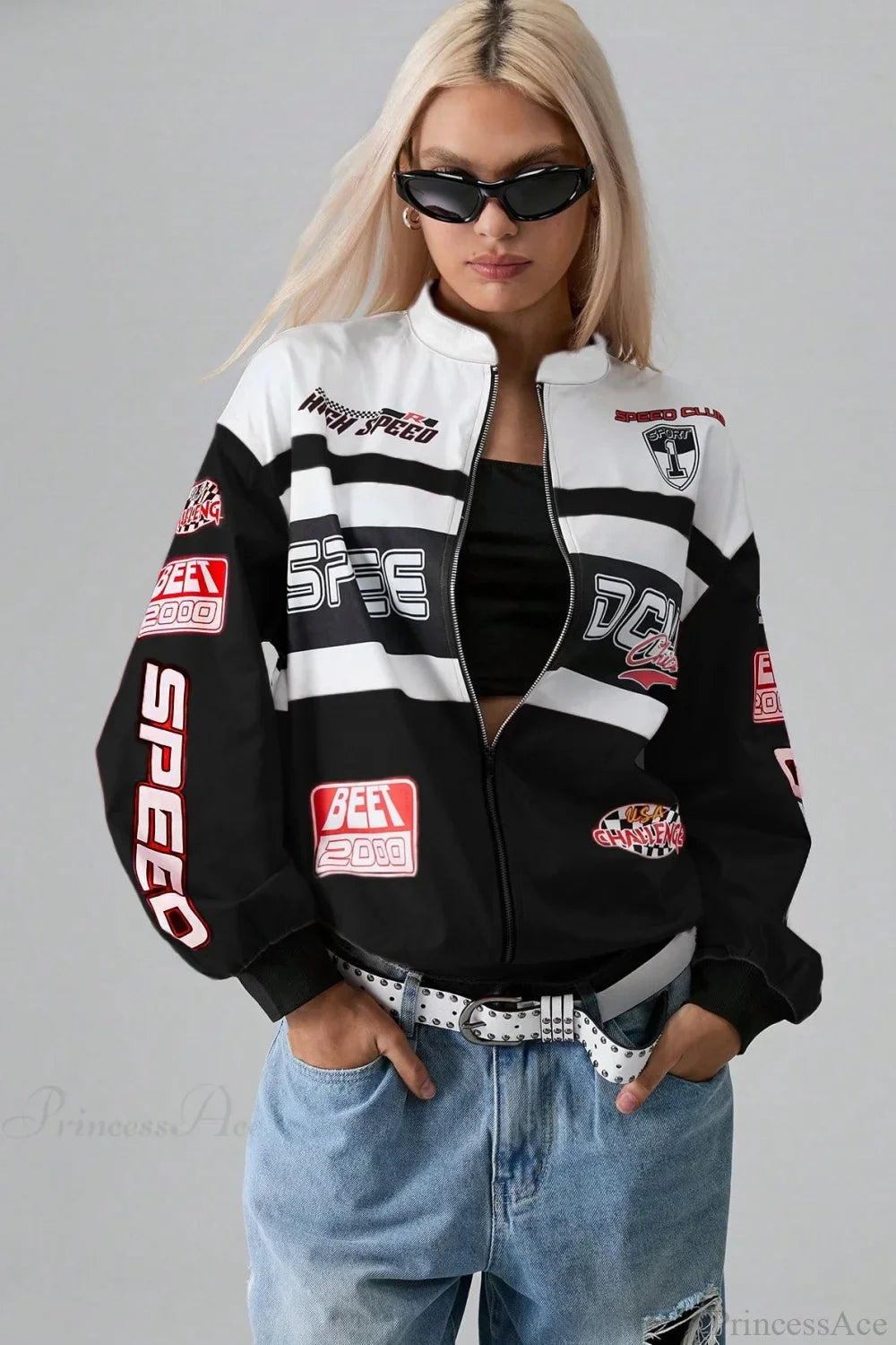 Letter Print Long Sleeve Fashion Jacket