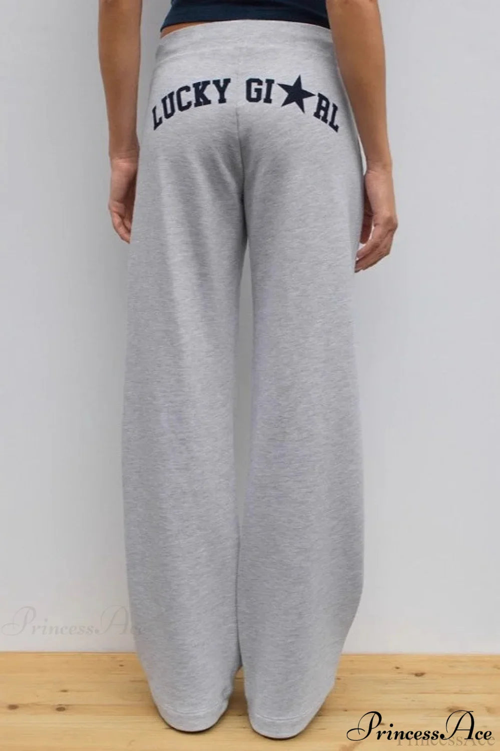Letter Print Y2K Elastic Waist Draped Pants