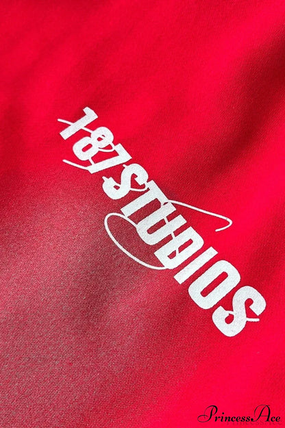 Letter Print Y2K Elastic Waist Straight Pants