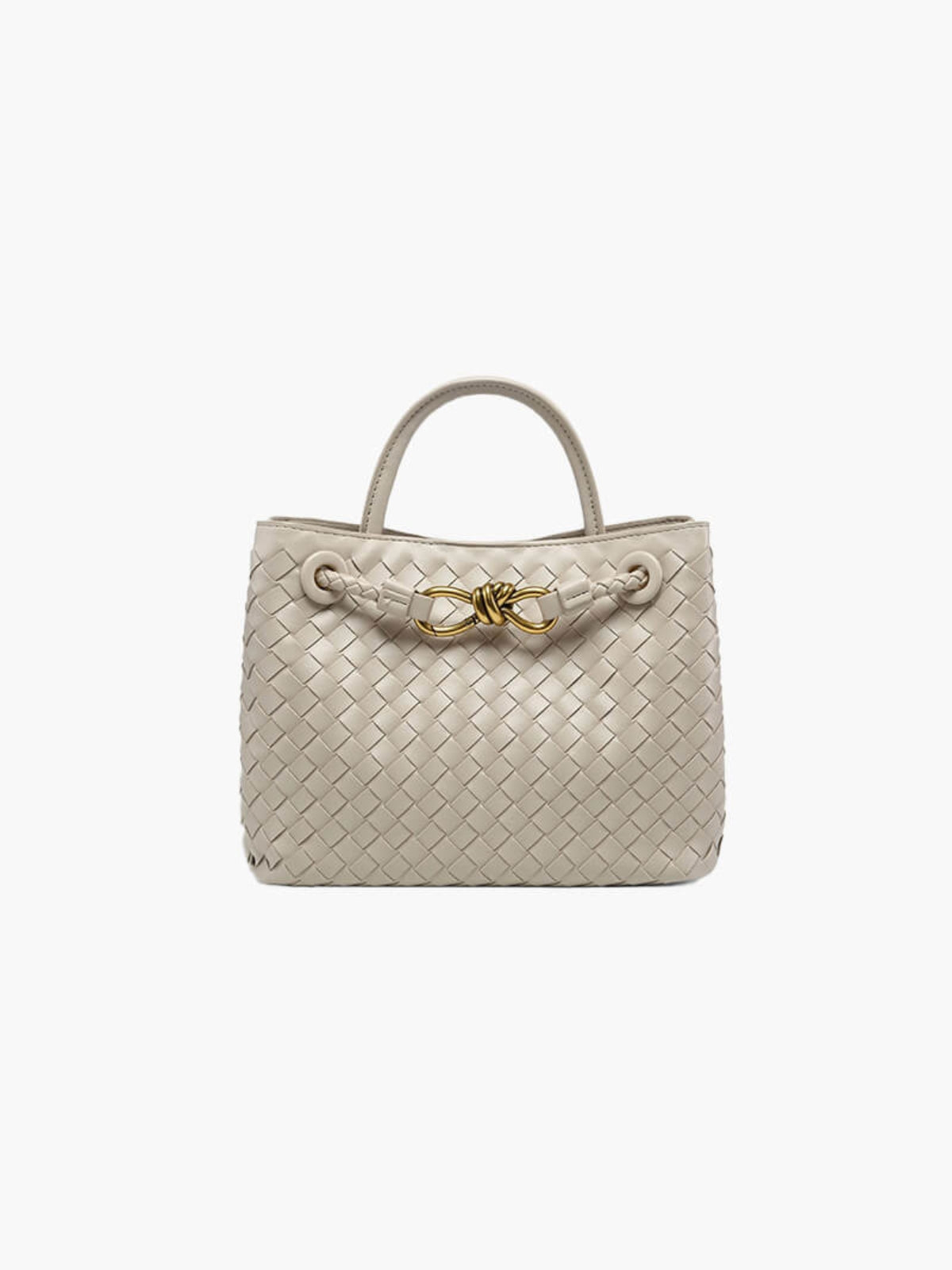 Butterfly Closure Woven Leather Tote Bag