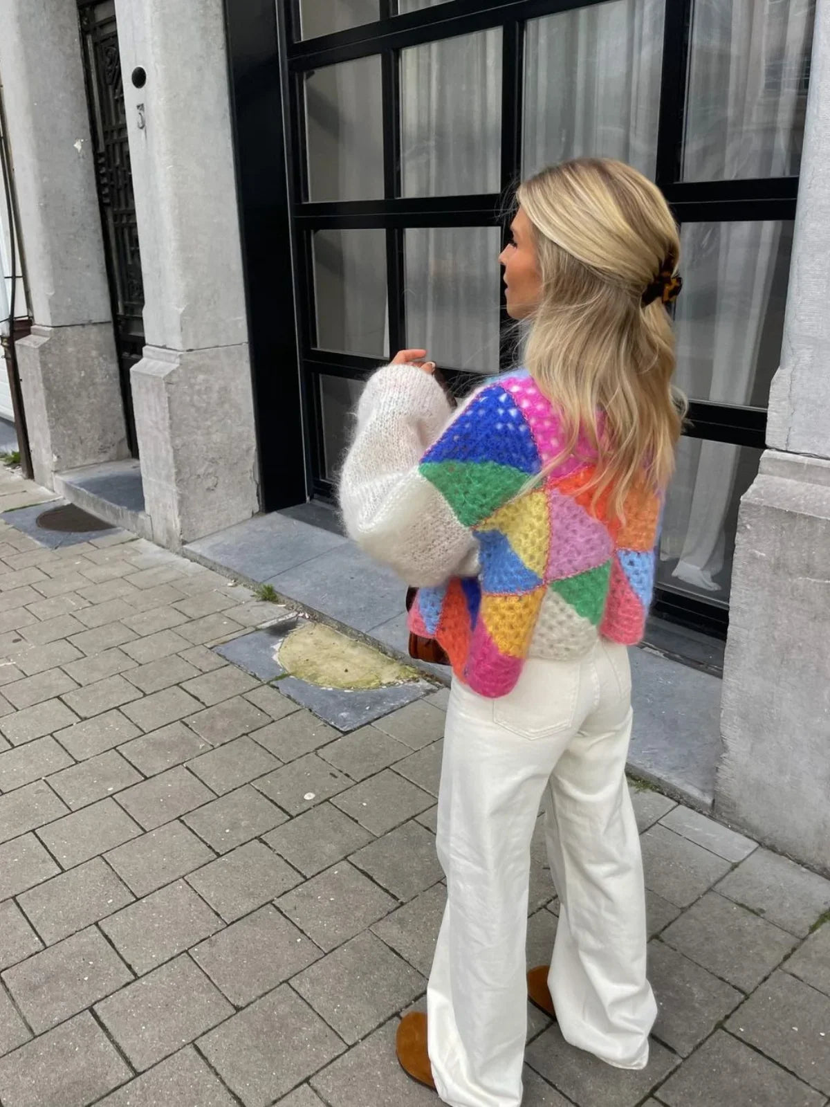 Chunky Knit Geometric Patchwork Jacket
