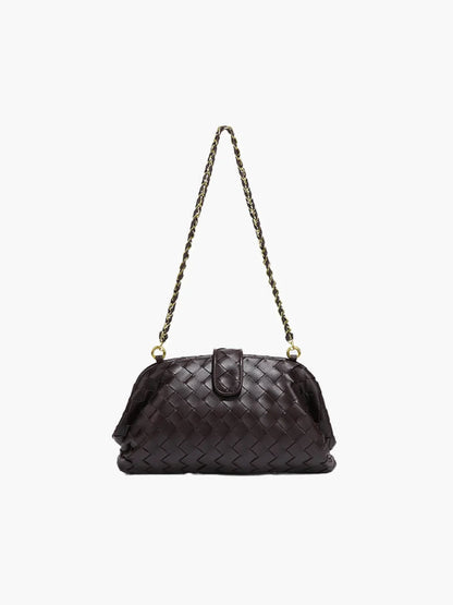 Faux Leather Braided Chain Handbag