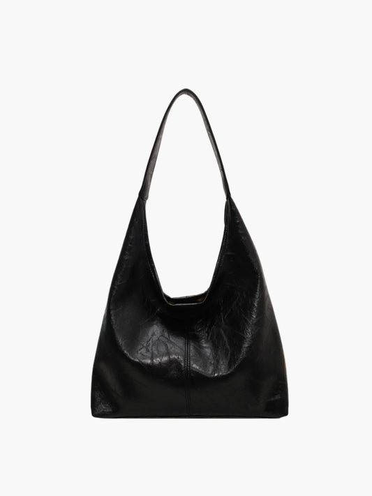 Faux Leather Slouchy Hobo Shoulder Bag