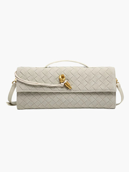 Faux Suede Braided Clasp Clutch Bag