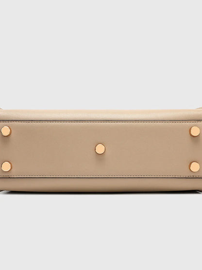 Faux Leather Satchel with Dual Carrying Options
