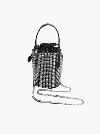 Glamorous Evening Bucket Bag with Rhinestone Finish
