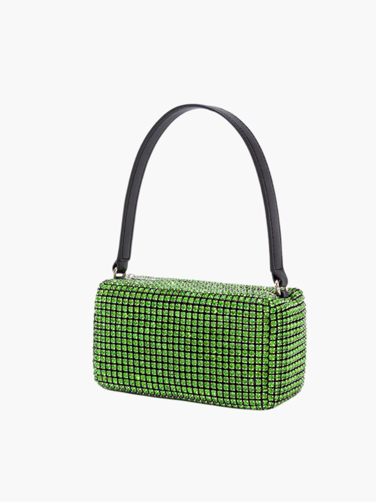 Rhinestone Mesh Evening Bag with Zipper Closure