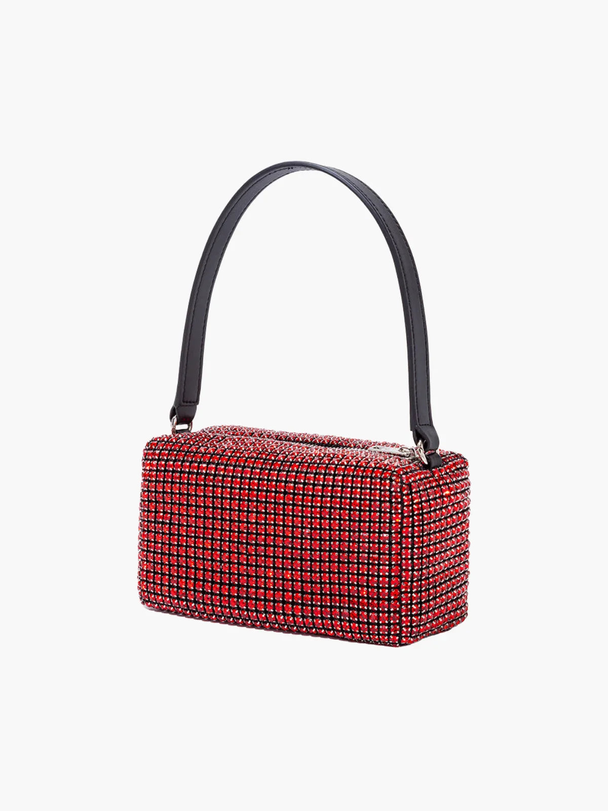 Rhinestone Mesh Evening Bag with Zipper Closure