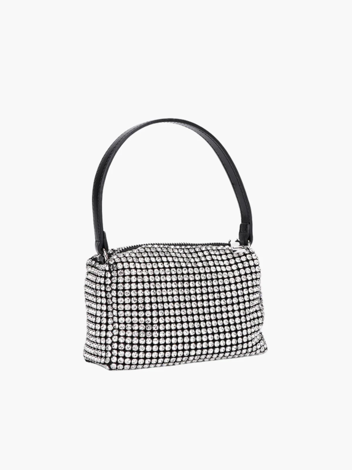 Rhinestone Mesh Evening Bag with Zipper Closure