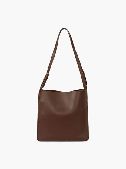 Sleek Faux Leather Bucket Shoulder Bag