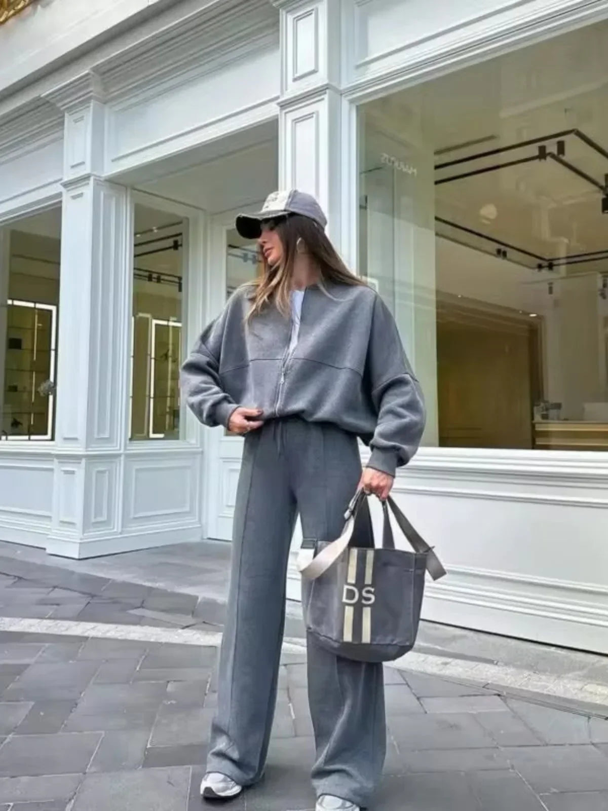 Comfy Wide-Leg Lounge Set with Zip Jacket