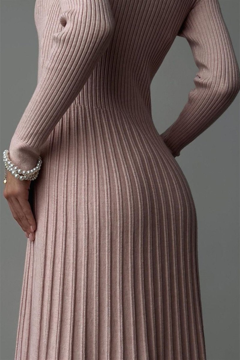Lillian V-neck Stripe Knit Midi Dress