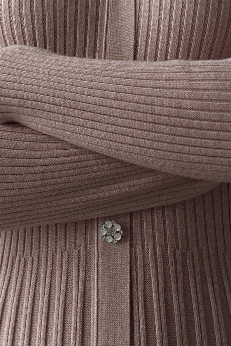 Lillian V-neck Stripe Knit Midi Dress