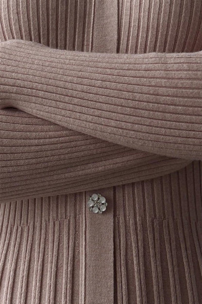 Lillian V-neck Stripe Knit Midi Dress