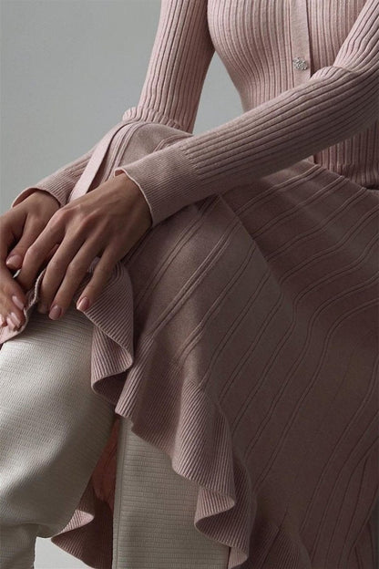 Lillian V-neck Stripe Knit Midi Dress