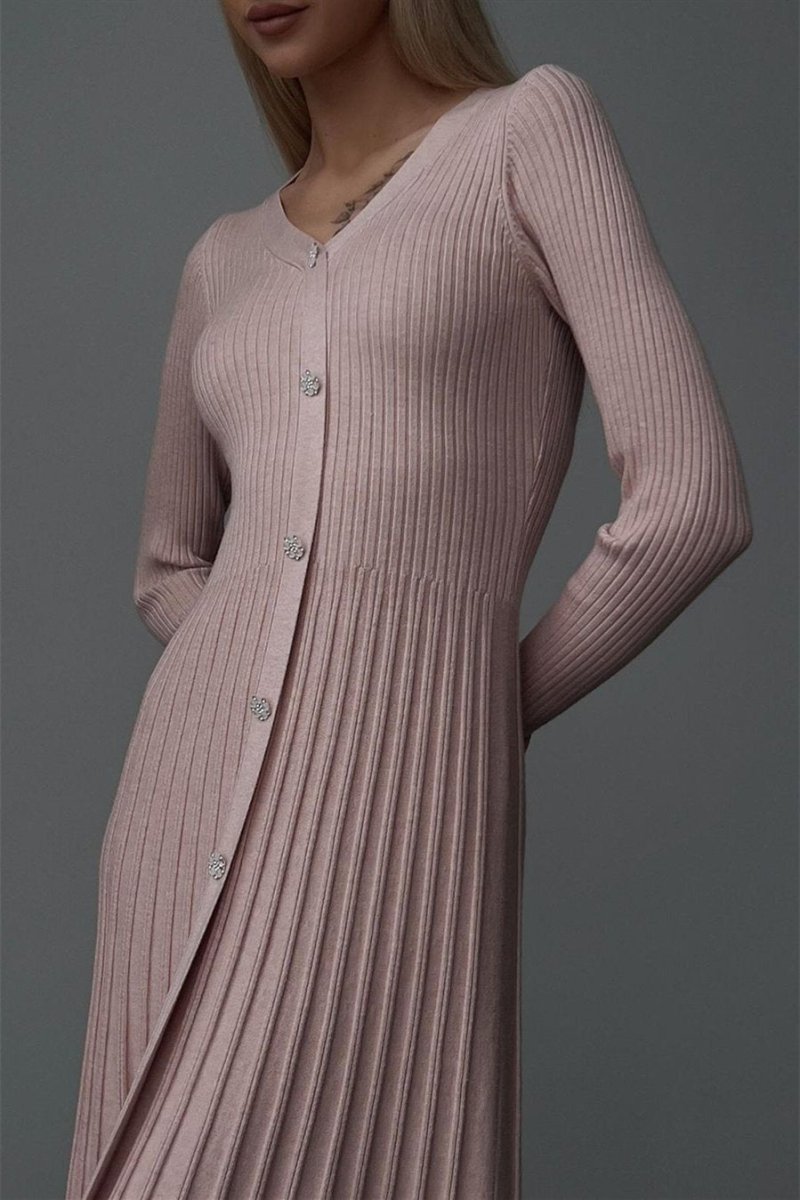 Lillian V-neck Stripe Knit Midi Dress