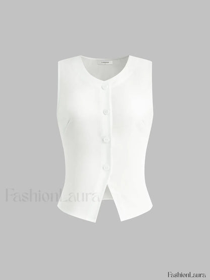 Linen Blends Button Up Tank Top