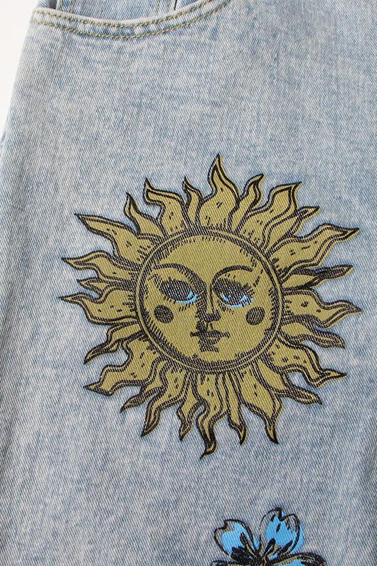 Liza Floral & Sun Printed Ripped Jeans