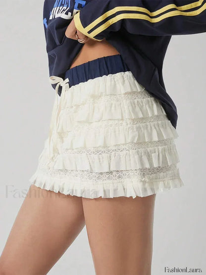 Lolita Tiered Contrast Mini Skirt