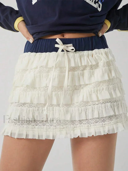 Lolita Tiered Contrast Mini Skirt