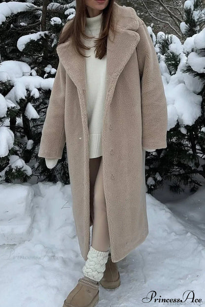 Long Fleece Sherpa Warm Fuzzy Overcoat