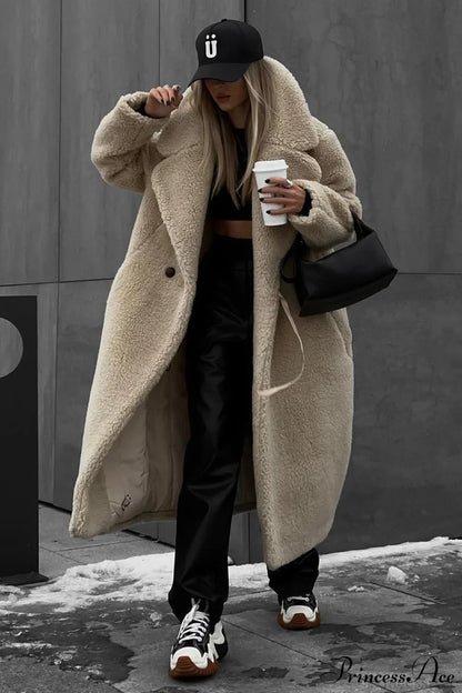 Long Fleece Sherpa Warm Fuzzy Overcoat