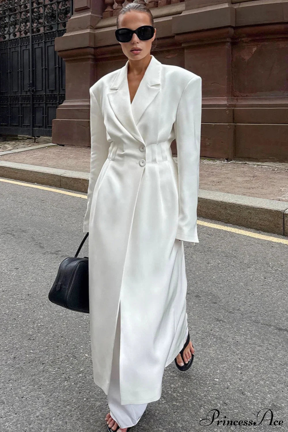 Long Sleeve Fitted Waist Long Chic Overcoat