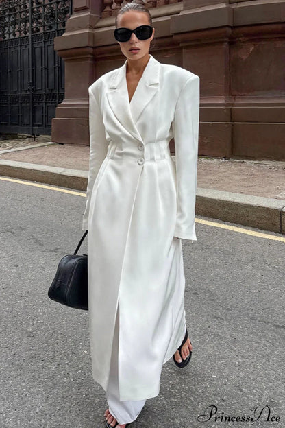 Long Sleeve Fitted Waist Long Chic Overcoat
