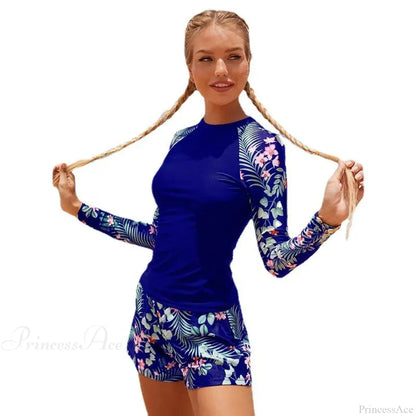 Long Sleeve Print Diving Suit Two Piece Set