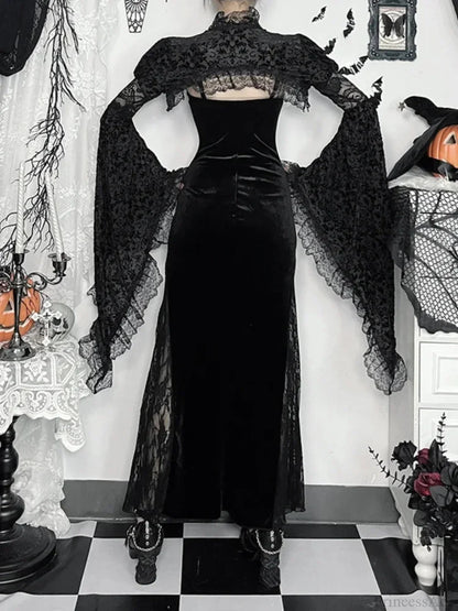 Long Strap Lace Patchwork Maxi Dress