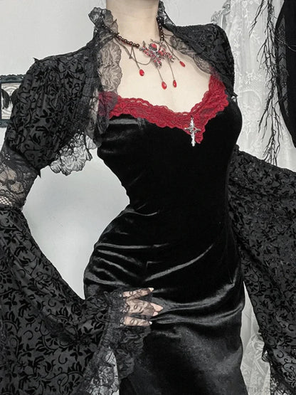 Long Strap Lace Patchwork Maxi Dress