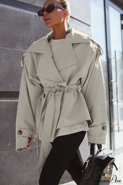 Loose Belted Long Sleeve Trench Coat