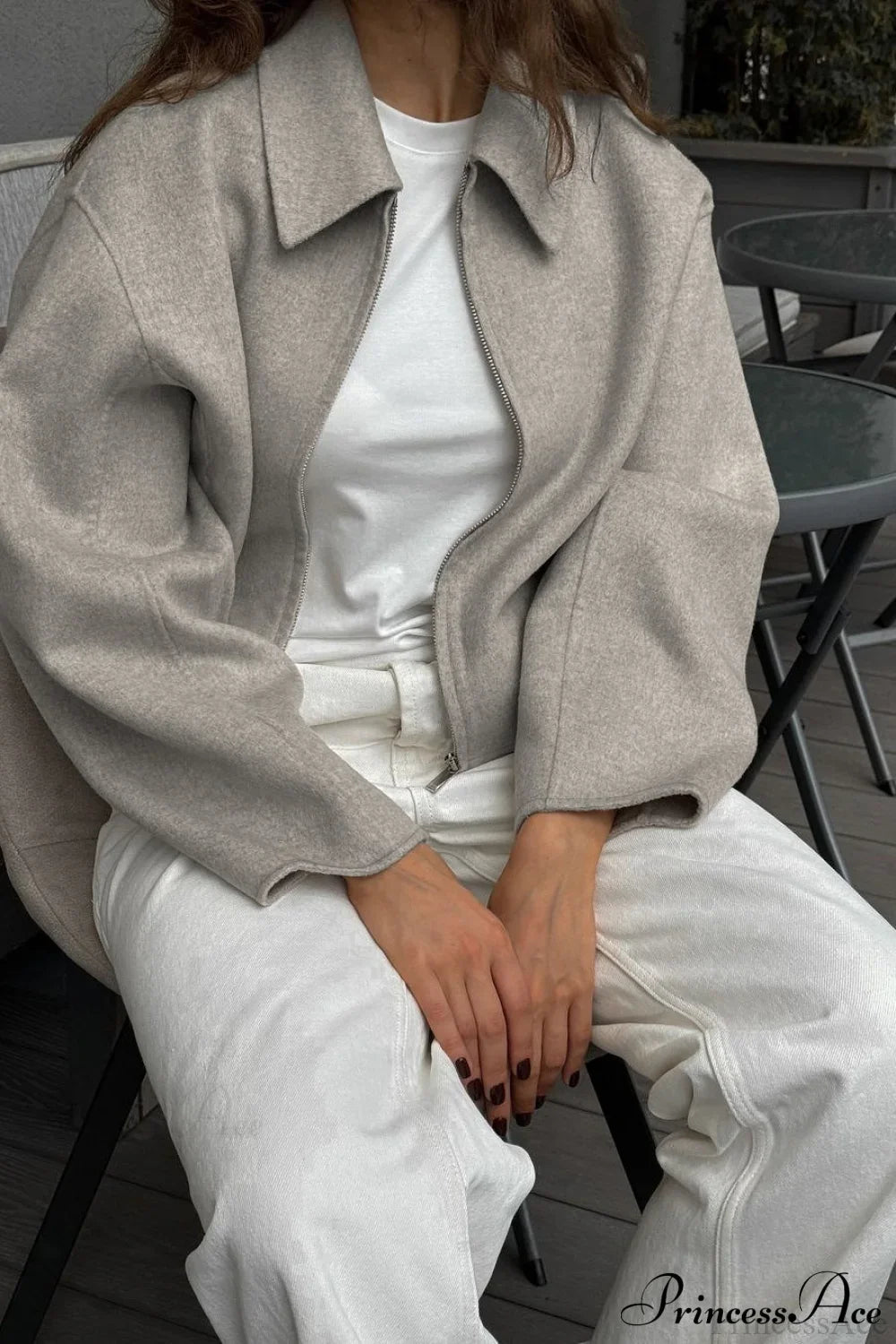 Loose Fit Brown Wool Jacket