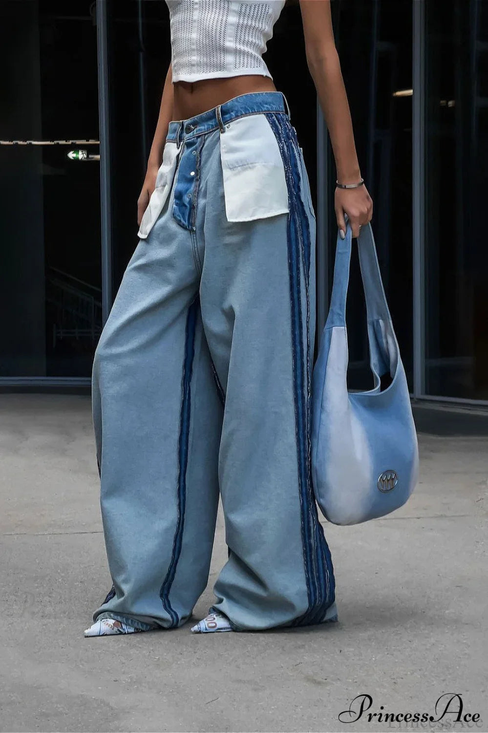 Loose Fit Draped Backward Style Jeans