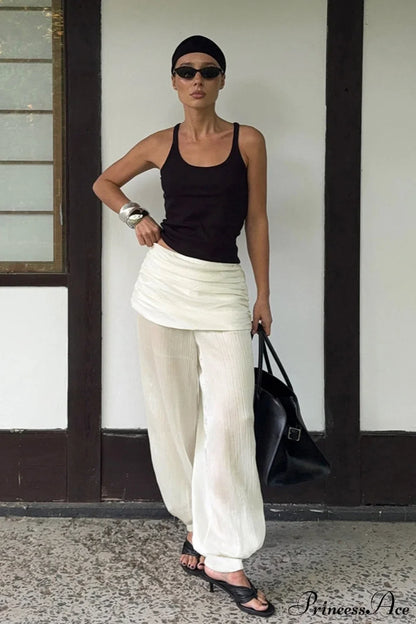 Loose Ruched Cuffed Harem Pants