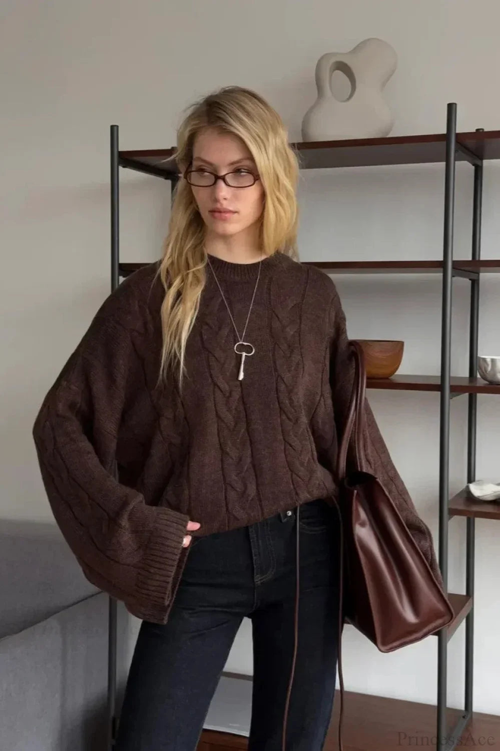 Loose Solid Lazy Casual Crewneck Sweater