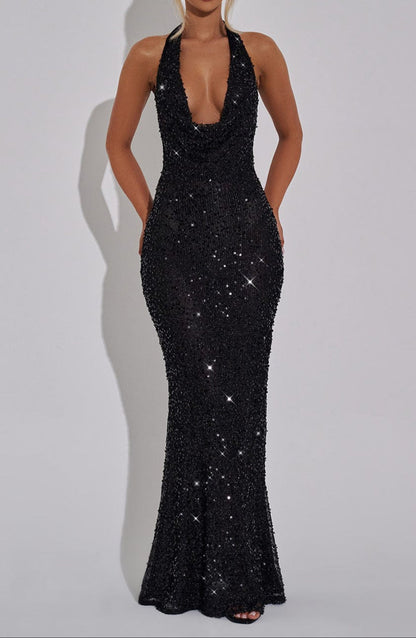 Carlota Maxi Dress - Black Lined